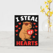 I Steal 67 Hearts Valentine’s Day 67 Meme 6 7 Capy カード (黄色い花)