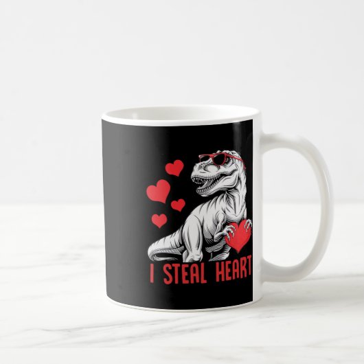 I Steal Heart T-rex Dinosaur Valentine Kids Boys  コーヒーマグカップ (右)