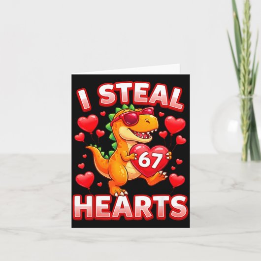 I Steal Hearts 67 Trex Kids Valentines Meme Six Se カード (正面)