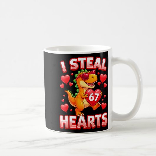 I Steal Hearts 67 Trex Kids Valentines Meme Six Se コーヒーマグカップ (右)