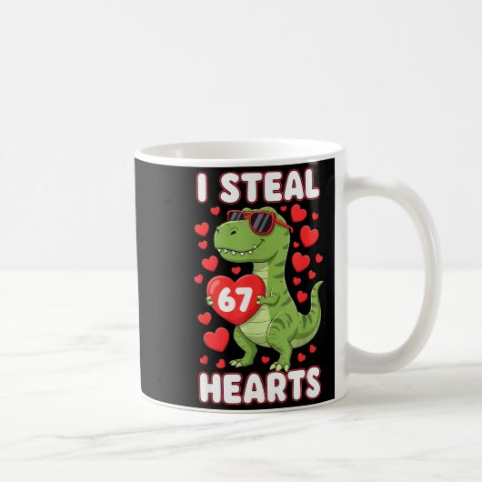I Steal Hearts 67 Trex Kids Valentines Meme Six Se コーヒーマグカップ (右)