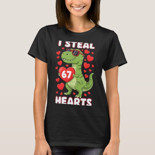 I Steal Hearts 67 Trex Kids Valentines Meme Six Se Tシャツ (正面)