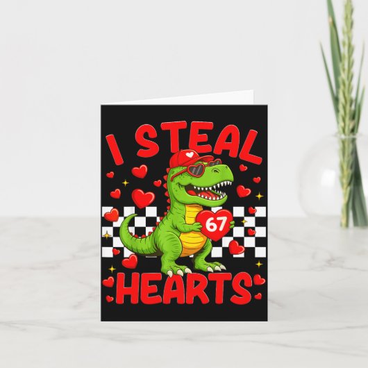 I Steal Hearts 67 Valentine’s Day 67 Dinosaur T-re カード (正面)