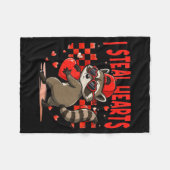 I Steal Hearts Design Raccoon Valentine Day Retro  フリースブランケット (正面(横))