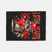 I Steal Hearts Design Raccoon Valentine Day Retro  フリースブランケット (正面(横))