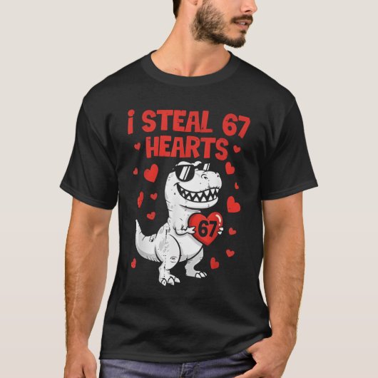 I Steal Hearts Dino Boys Dinosaur Valentines 67 To Tシャツ (正面)