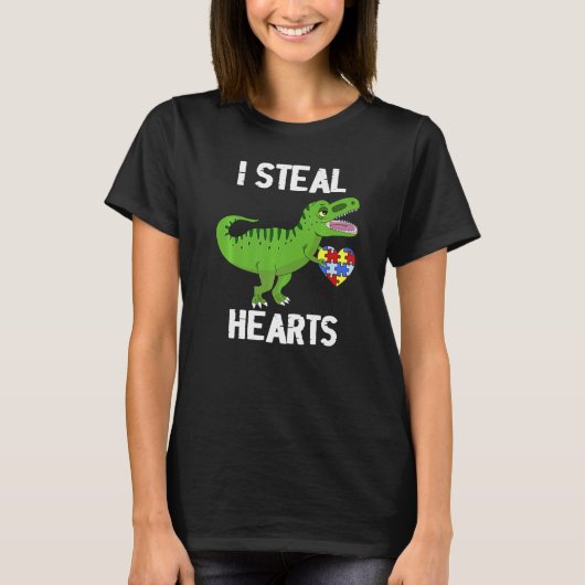 I Steal Hearts Dinosaur Autism Awareness Toddler B Tシャツ (正面)