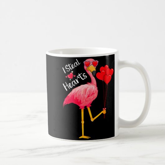 I Steal Hearts Funny Flamingo Lover Valentine's Da コーヒーマグカップ (右)