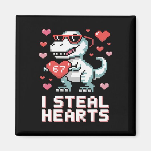 I Steal Hearts Funny T Rex Dinosaur Valentine マグネット (正面)
