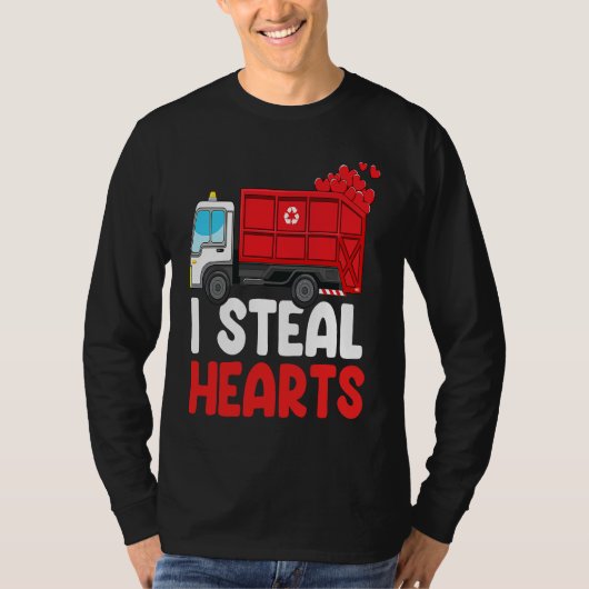I Steal Hearts Garbage Truck Valentines Day  For F Tシャツ (正面)