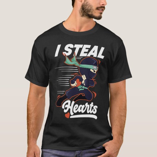 I Steal Hearts Ninja Boys Valentines Day Kids and  Tシャツ (正面)