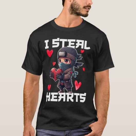 I Steal Hearts Ninja Boys Valentines Day Toddler   Tシャツ (正面)