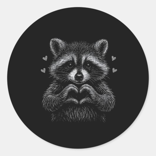 I Steal Hearts Raccoon Valentines Racoon Meme Grap ラウンドシール (正面)