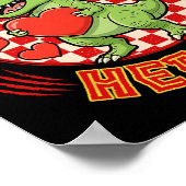I Steal Hearts Retro Checkered Valentine Dinosaur  ポスター (角)