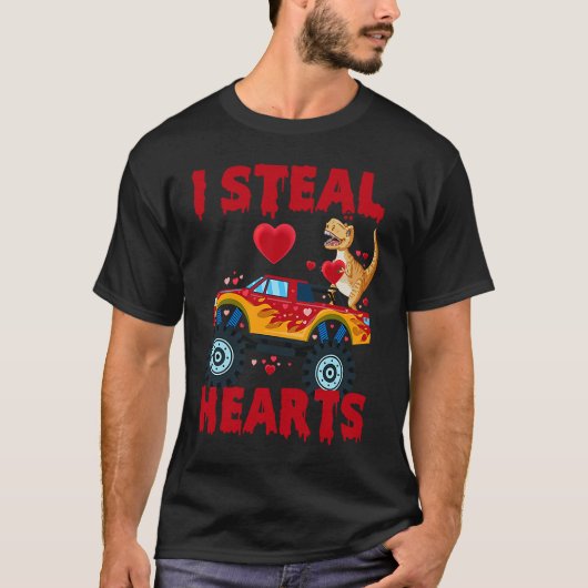 I Steal Hearts T Rex Dinosaur Valentines Day For B Tシャツ (正面)