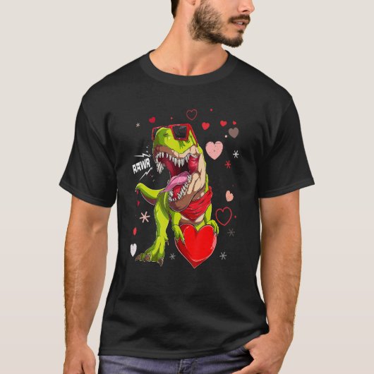 I Steal Hearts T rex Dinosaur Valentines Day Men K Tシャツ (正面)
