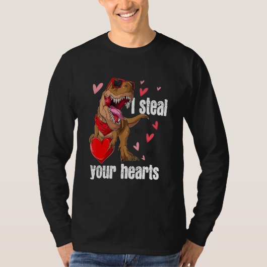I Steal Hearts T rex Love Dinosaur Valentines Day  Tシャツ (正面)
