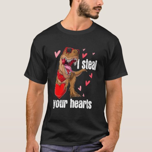 I Steal Hearts T rex Love Dinosaur Valentines Day  Tシャツ (正面)