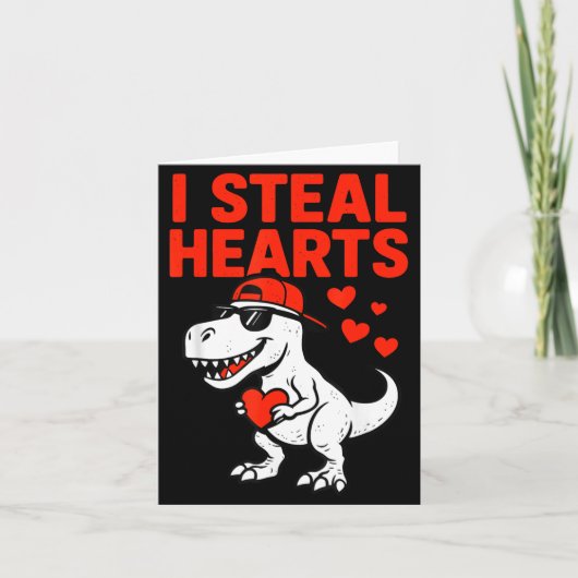 I Steal Hearts Trex Dino Baby Boy Valentines Toddl カード (正面)