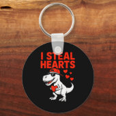 I Steal Hearts Trex Dino Baby Boy Valentines Toddl キーホルダー (正面)