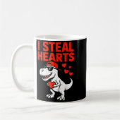 I Steal Hearts Trex Dino Baby Boy Valentines Toddl コーヒーマグカップ (左)