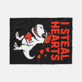 I Steal Hearts Trex Dino Baby Boy Valentines Toddl フリースブランケット (正面(横))