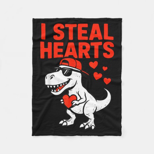 I Steal Hearts Trex Dino Baby Boy Valentines Toddl フリースブランケット (正面)