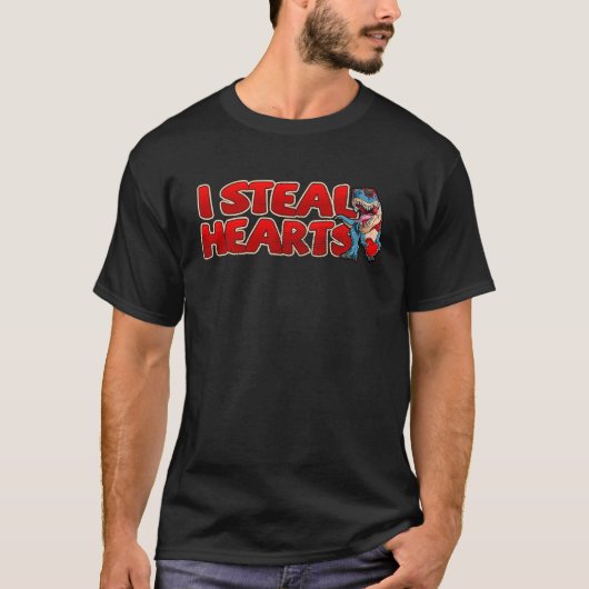 I Steal Hearts Trex Dino Boy Valentines Day Toddle Tシャツ (正面)