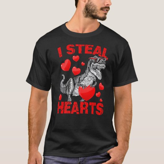 I Steal Hearts Trex Dino Cute Baby Boy Valentines  Tシャツ (正面)