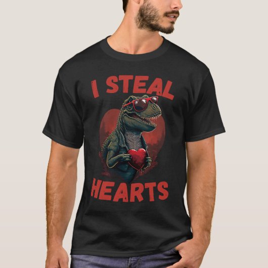 I Steal Hearts Trex lovely Cute Baby Valentines Da Tシャツ (正面)