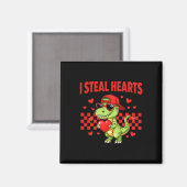 I Steal Hearts Valentine Dinosaur Cute Love Meme B マグネット (正面/裏面)