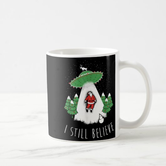 I Still Believe Santa Claus Alien Spaceship Funny コーヒーマグカップ (右)