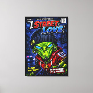 I Street Love – Urban Alien Comic Cover Art キャンバスプリント