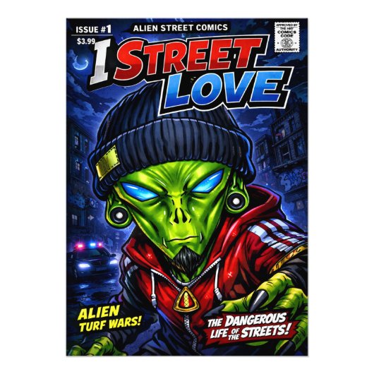 I Street Love – Urban Alien Comic Cover Art フォトプリント (正面)