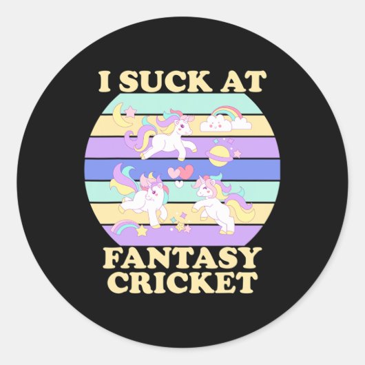 I Suck At Fantasy Cricket Funny Ff League Loser ラウンドシール (正面)