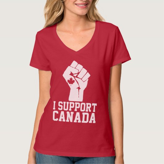 I Support Canada – カナダ誇りを持った語 Tシャツ (正面)