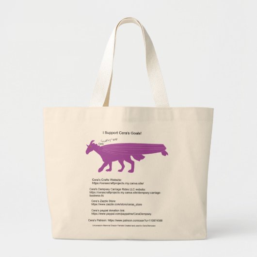 I Support Cera's Goal Tote Bag ラージトートバッグ (正面)