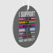 I Support Lesbian Gay Bisexual Trans Asexual Panse オーナメント (正面)