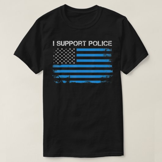 I SUPPORT POLICE BLUE USA FLAG1  Tシャツ (デザイン正面)