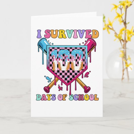 I Survived 100 Days of School Baseball Theme カード (黄色い花)