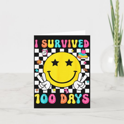 I Survived 100 Days Of School Boys Kids 100th Day  カード (正面)
