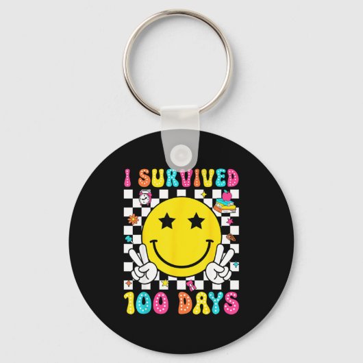 I Survived 100 Days Of School Boys Kids 100th Day  キーホルダー (正面)