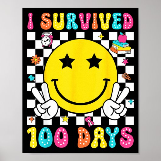 I Survived 100 Days Of School Boys Kids 100th Day  ポスター (正面)