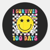 I Survived 100 Days Of School Boys Kids 100th Day  ラウンドシール (正面)