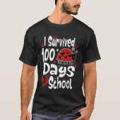 I Survived 100 Days Of School Bug Teacher Kids lad Tシャツ (正面)