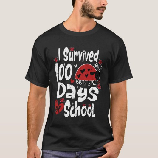 I Survived 100 Days Of School Bug Teacher Kids lad Tシャツ (正面)