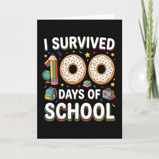 I Survived 100 Days of School Funny Donut Teacher カード (正面)