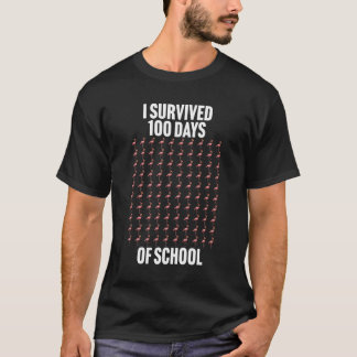 I Survived 100 Days of School Funny Flamingo Tシャツ