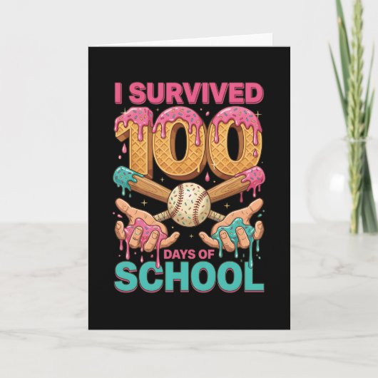 I Survived 100 Days of School Ice Cream Drip カード (正面)