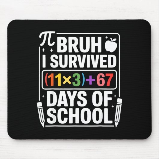 I Survived 100 Days School Bruh Math Equation 100  マウスパッド (正面)